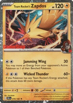 PokémonSealed Promo Team Rocket's Zapdos Gamestop Stamped # 70